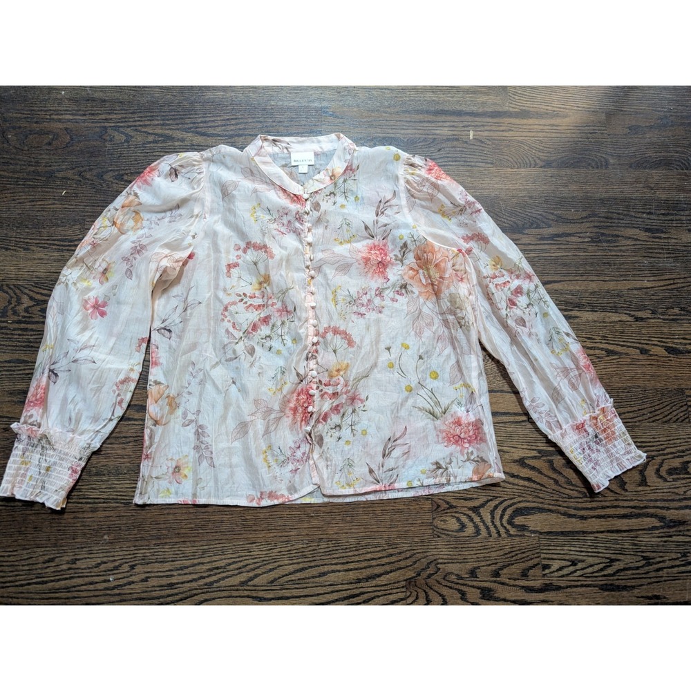 Bailey 44 Sheer WildFlower Feminine Blouse Women's Size Large L Shirt Top Anthro